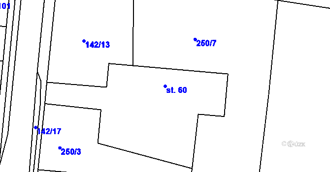 Parcela st. 60 v KÚ Sopřeč, Katastrální mapa