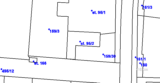 Parcela st. 95/2 v KÚ Sopřeč, Katastrální mapa