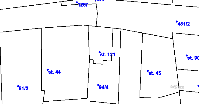 Parcela st. 121 v KÚ Sopřeč, Katastrální mapa