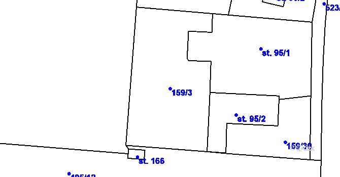 Parcela st. 159/3 v KÚ Sopřeč, Katastrální mapa