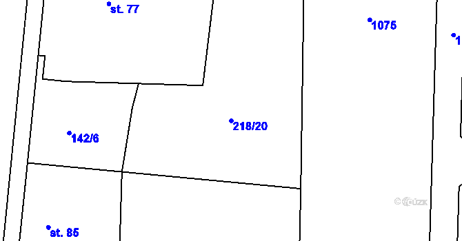 Parcela st. 218/20 v KÚ Sopřeč, Katastrální mapa