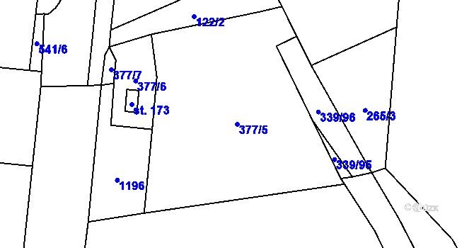 Parcela st. 377/5 v KÚ Sopřeč, Katastrální mapa