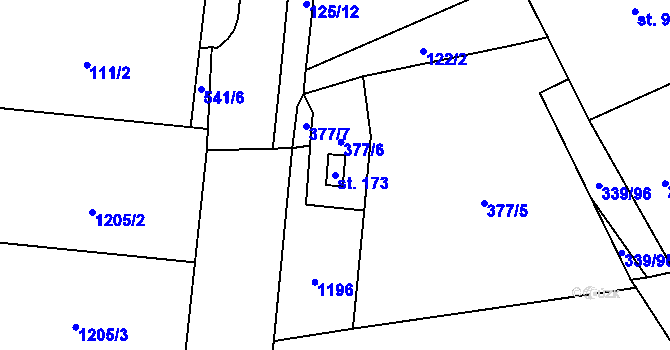 Parcela st. 173 v KÚ Sopřeč, Katastrální mapa