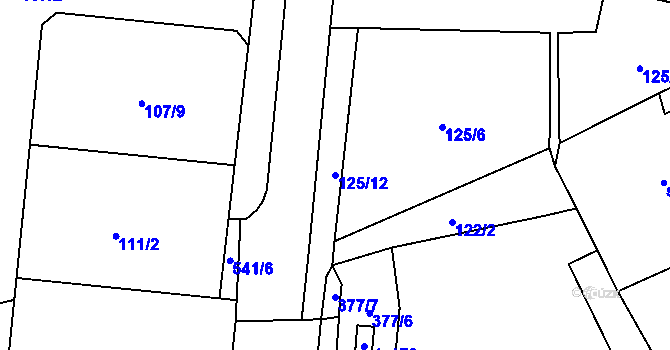 Parcela st. 125/12 v KÚ Sopřeč, Katastrální mapa