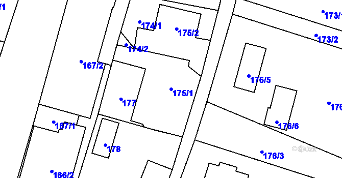 Parcela st. 175/1 v KÚ Sosnová u České Lípy, Katastrální mapa