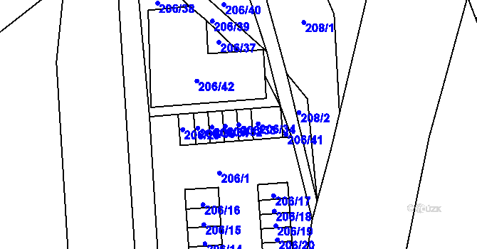 Parcela st. 206/33 v KÚ Sosnová u České Lípy, Katastrální mapa