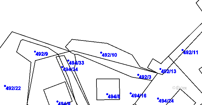 Parcela st. 492/10 v KÚ Sosnová u České Lípy, Katastrální mapa