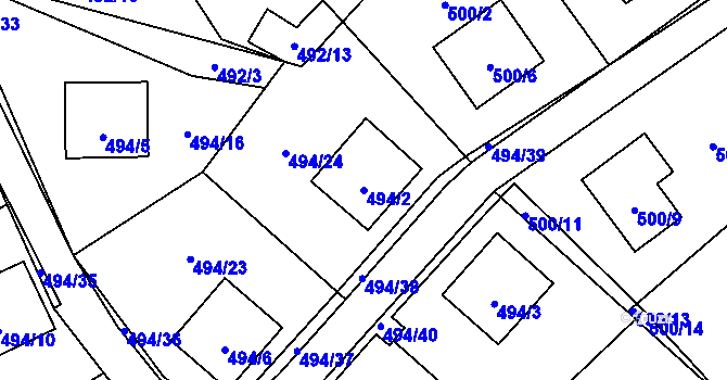 Parcela st. 494/2 v KÚ Sosnová u České Lípy, Katastrální mapa