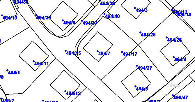 Parcela st. 494/7 v KÚ Sosnová u České Lípy, Katastrální mapa