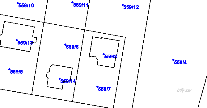Parcela st. 559/8 v KÚ Sosnová u České Lípy, Katastrální mapa