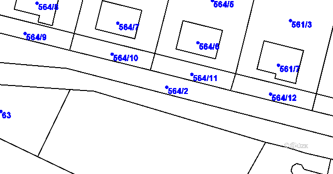 Parcela st. 564/2 v KÚ Sosnová u České Lípy, Katastrální mapa