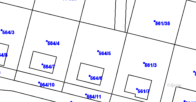 Parcela st. 564/5 v KÚ Sosnová u České Lípy, Katastrální mapa