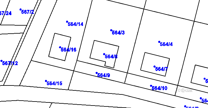 Parcela st. 564/8 v KÚ Sosnová u České Lípy, Katastrální mapa