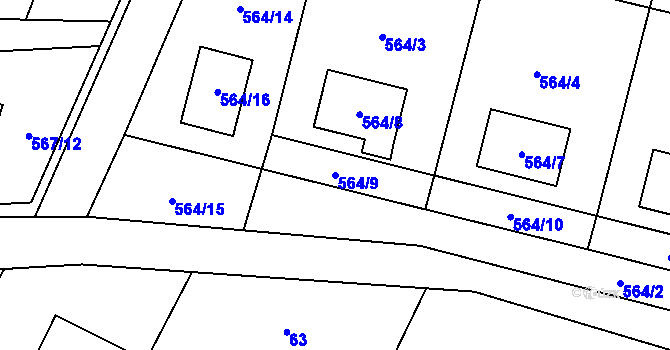 Parcela st. 564/9 v KÚ Sosnová u České Lípy, Katastrální mapa