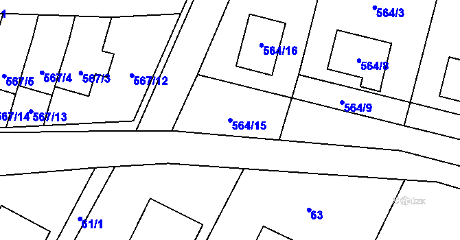 Parcela st. 564/15 v KÚ Sosnová u České Lípy, Katastrální mapa