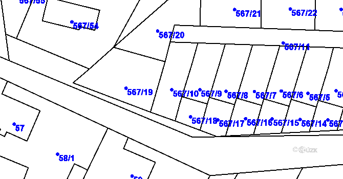 Parcela st. 567/10 v KÚ Sosnová u České Lípy, Katastrální mapa