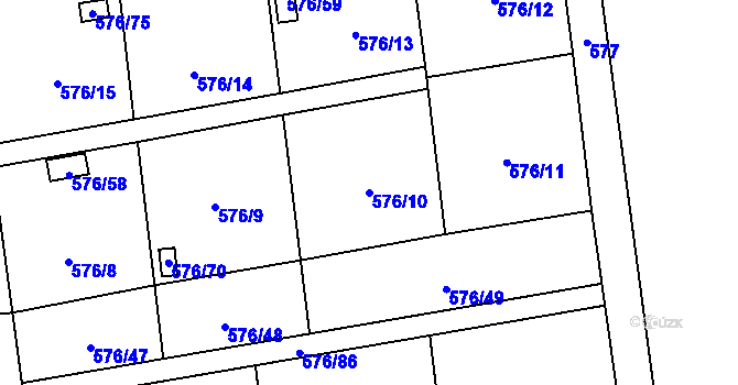 Parcela st. 576/10 v KÚ Sosnová u České Lípy, Katastrální mapa