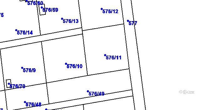 Parcela st. 576/11 v KÚ Sosnová u České Lípy, Katastrální mapa