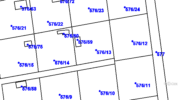 Parcela st. 576/13 v KÚ Sosnová u České Lípy, Katastrální mapa
