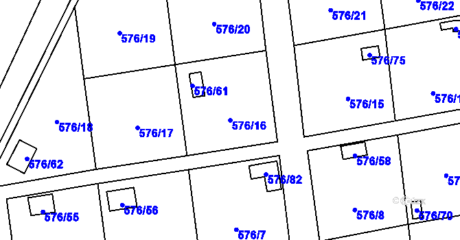 Parcela st. 576/16 v KÚ Sosnová u České Lípy, Katastrální mapa