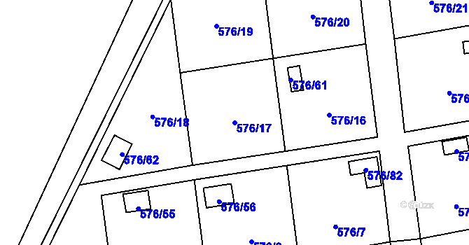 Parcela st. 576/17 v KÚ Sosnová u České Lípy, Katastrální mapa