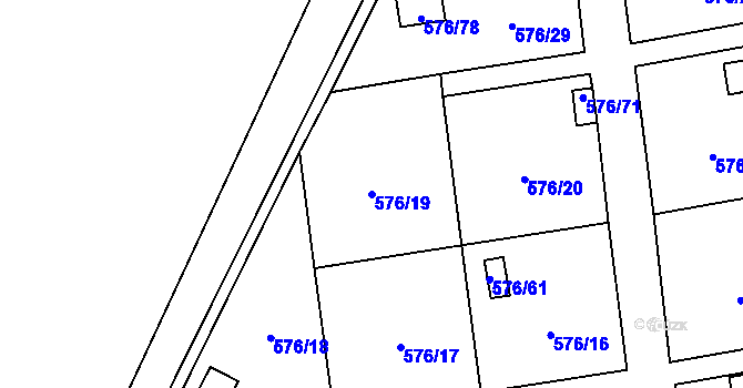 Parcela st. 576/19 v KÚ Sosnová u České Lípy, Katastrální mapa
