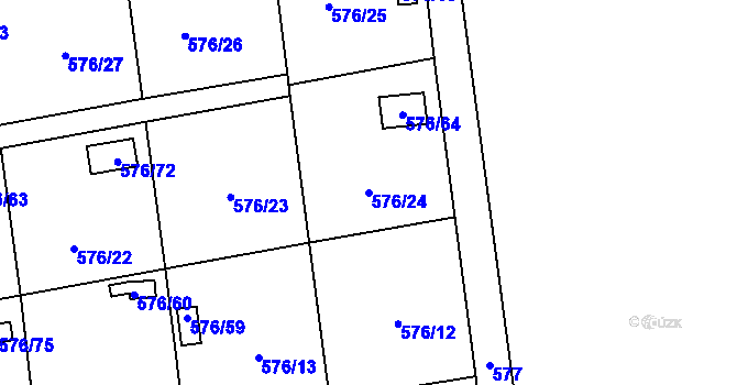 Parcela st. 576/24 v KÚ Sosnová u České Lípy, Katastrální mapa