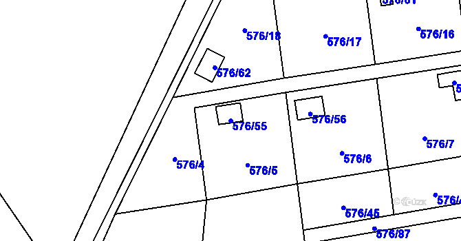 Parcela st. 576/55 v KÚ Sosnová u České Lípy, Katastrální mapa