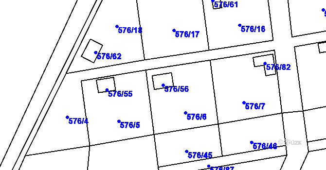 Parcela st. 576/56 v KÚ Sosnová u České Lípy, Katastrální mapa