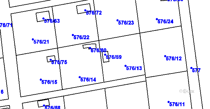 Parcela st. 576/59 v KÚ Sosnová u České Lípy, Katastrální mapa