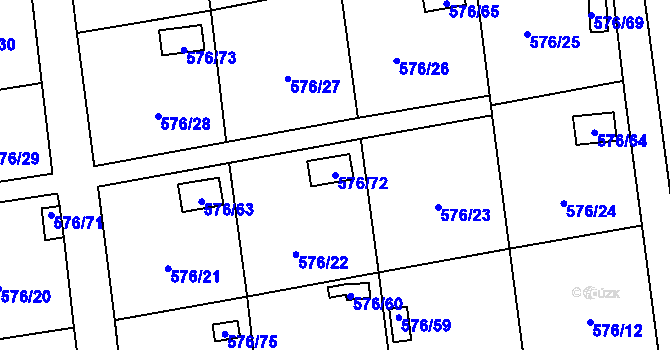 Parcela st. 576/72 v KÚ Sosnová u České Lípy, Katastrální mapa