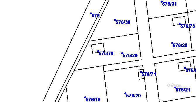 Parcela st. 576/78 v KÚ Sosnová u České Lípy, Katastrální mapa