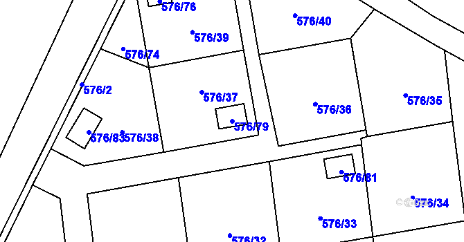 Parcela st. 576/79 v KÚ Sosnová u České Lípy, Katastrální mapa