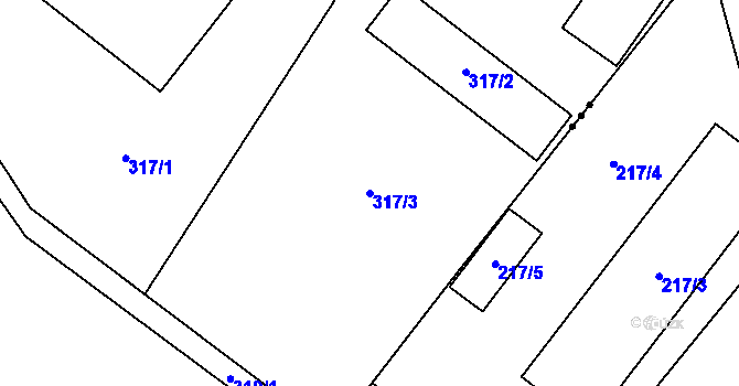 Parcela st. 317/3 v KÚ Sosnová u České Lípy, Katastrální mapa