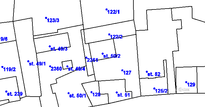 Parcela st. 50/2 v KÚ Sosnová, Katastrální mapa