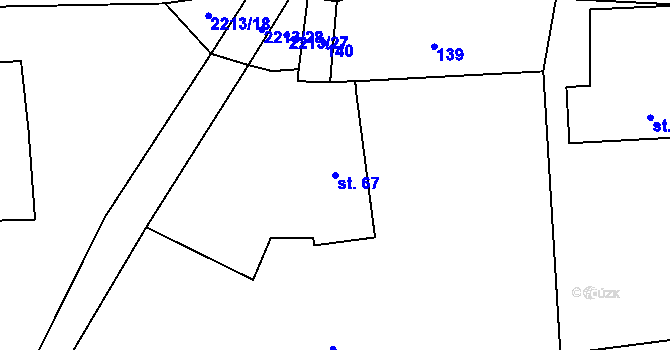 Parcela st. 67 v KÚ Sosnová, Katastrální mapa