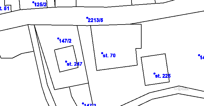 Parcela st. 70 v KÚ Sosnová, Katastrální mapa