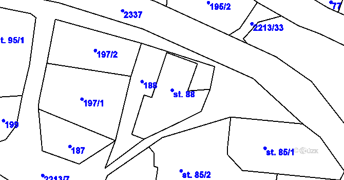 Parcela st. 88 v KÚ Sosnová, Katastrální mapa