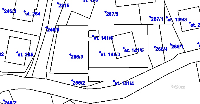 Parcela st. 141/3 v KÚ Sosnová, Katastrální mapa