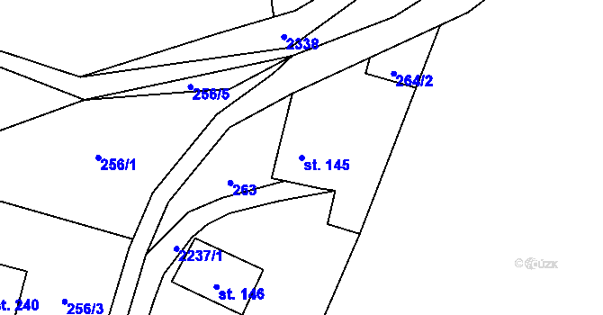 Parcela st. 145 v KÚ Sosnová, Katastrální mapa