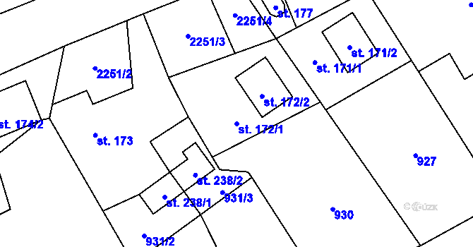 Parcela st. 172/1 v KÚ Sosnová, Katastrální mapa