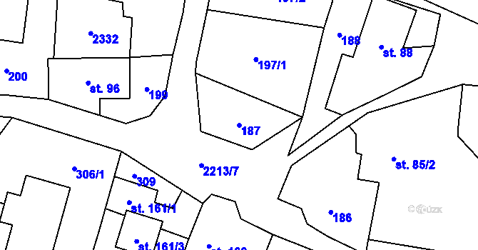 Parcela st. 187 v KÚ Sosnová, Katastrální mapa