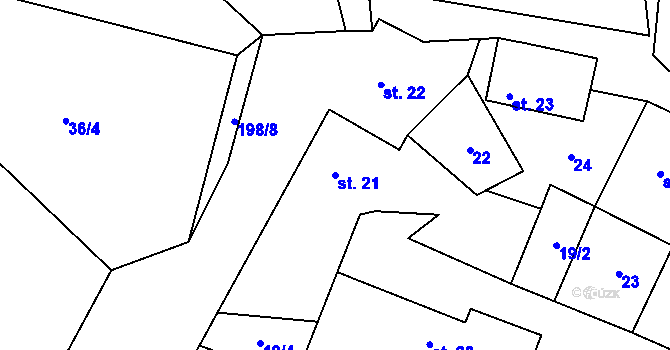 Parcela st. 21 v KÚ Souňov, Katastrální mapa