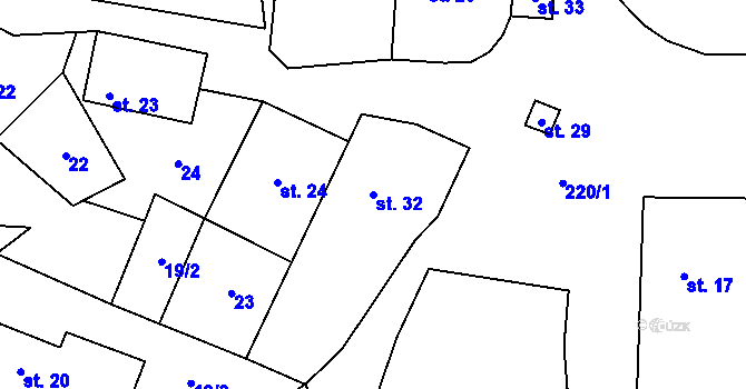 Parcela st. 32 v KÚ Souňov, Katastrální mapa