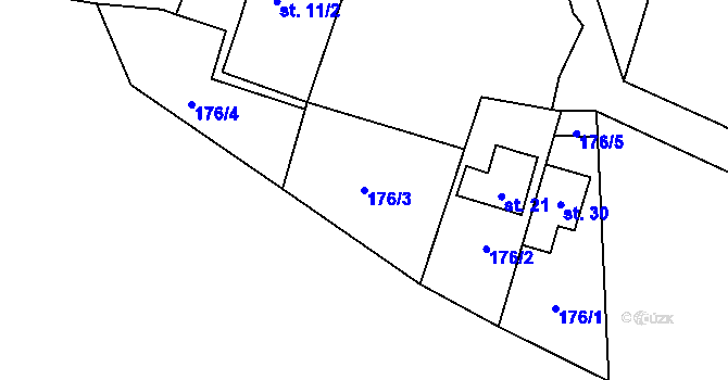 Parcela st. 176/3 v KÚ Smiradice, Katastrální mapa