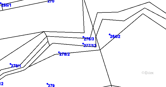 Parcela st. 277/13 v KÚ Smiradice, Katastrální mapa