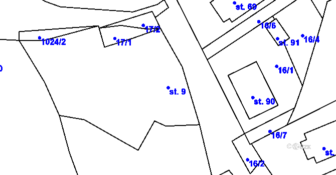 Parcela st. 9 v KÚ Sousedovice, Katastrální mapa