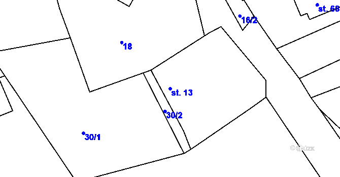 Parcela st. 13 v KÚ Sousedovice, Katastrální mapa