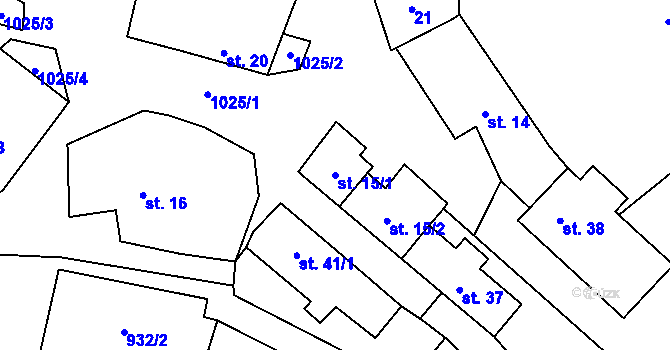 Parcela st. 15/1 v KÚ Sousedovice, Katastrální mapa