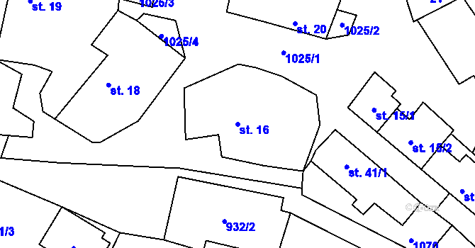 Parcela st. 16 v KÚ Sousedovice, Katastrální mapa